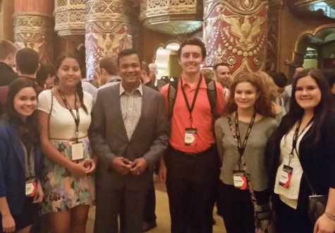 Publications students received advice from journalist Roop Raj between sessions at the Fox Theatre.
