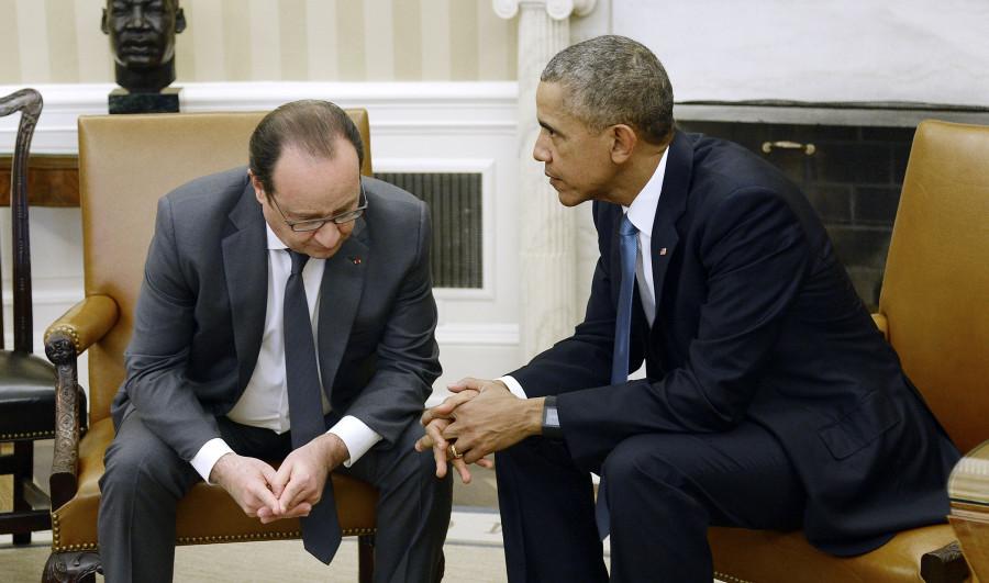 President Obama meets with French President Francois Hollande to discuss security and environmental concerns.
