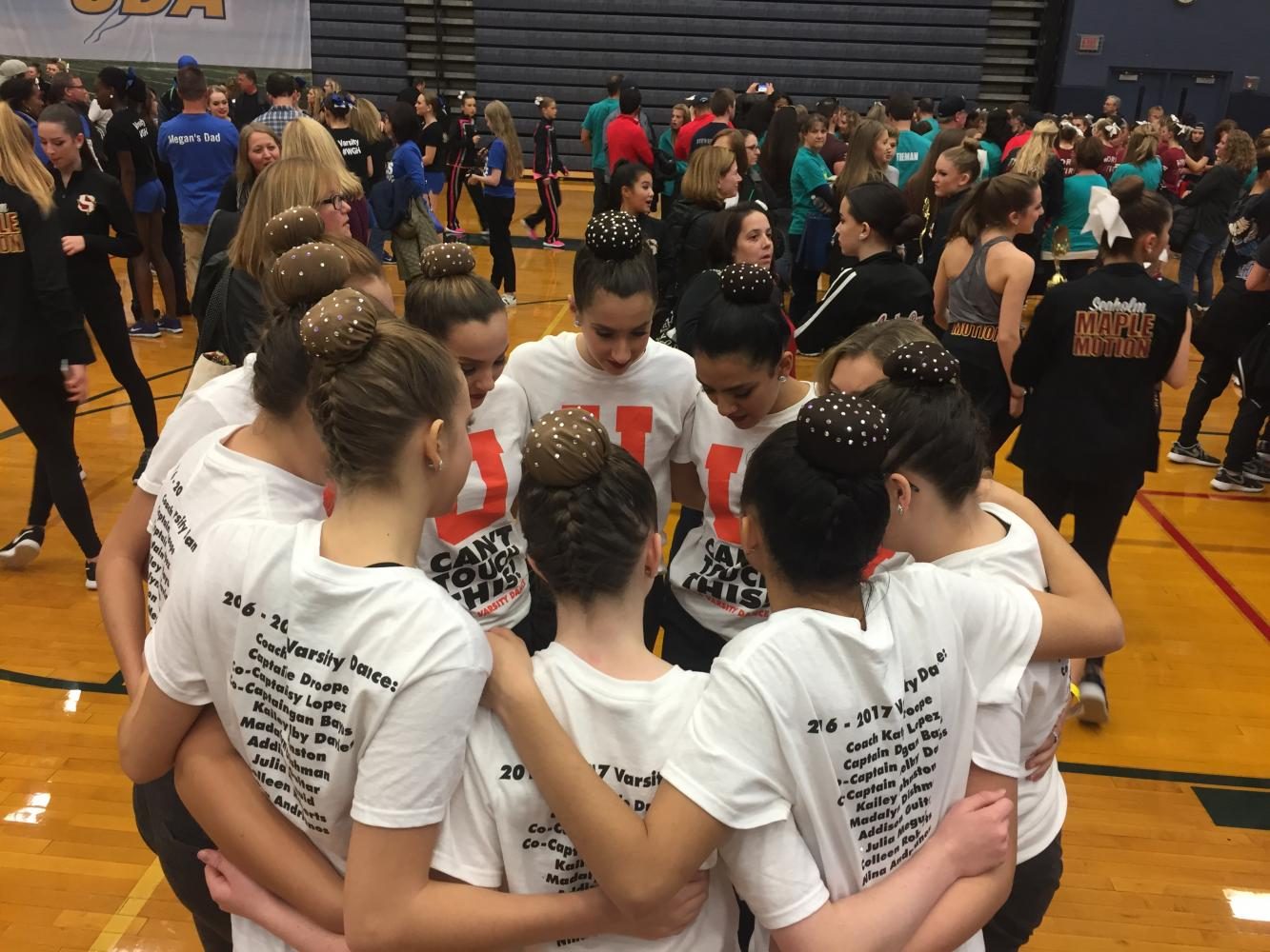 The dance team prepares for a competition