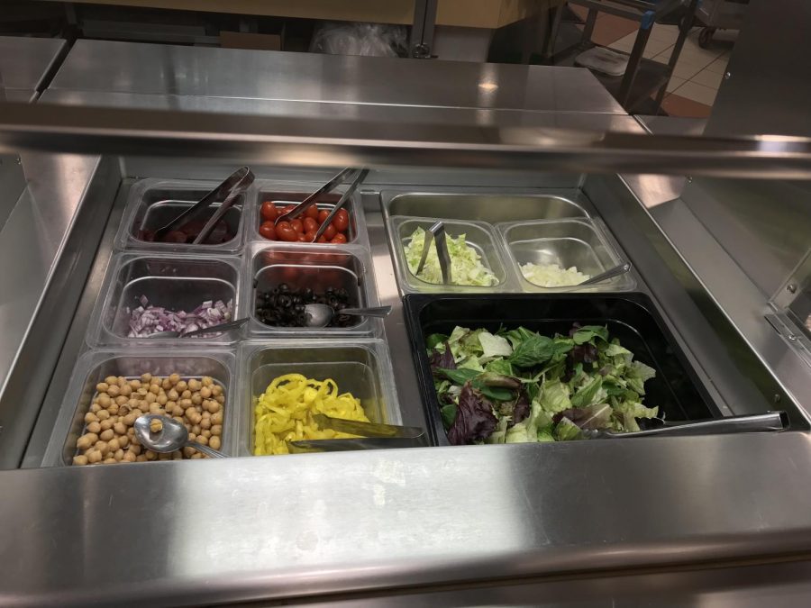 Vegetarian choices in the cafeteria. 