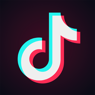 ‘Tiktok’ logo that is meant to resemble a musical note becasuse of the emphasis of music in the app.