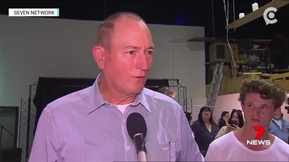 Fraser Anning (left) and Will Connolly (right) attend a Melbourne news conference following the Christchurch massacre.