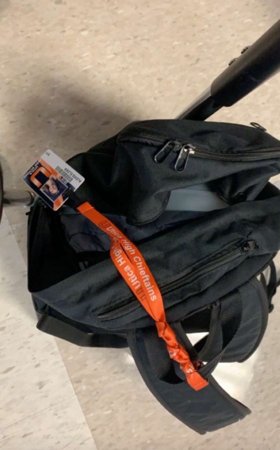 Junior Alexis Elder keeps her lanyard hooked on her backpack. “I am a very forgetful person,”  Elder said. “I put my lanyard on my bag so I don’t forget it.” 