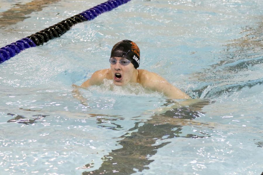 Senior Cameron Smale participated in the 500-yard freestyle for this years swim team.