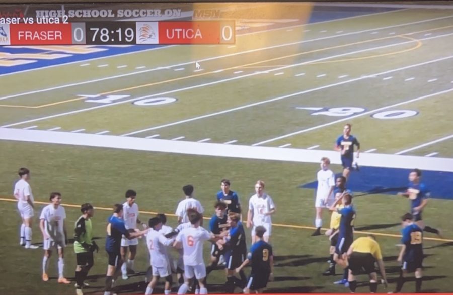 The+fight+between+the+Utica+soccer+team+and++Fraser+was+broadcast+live.