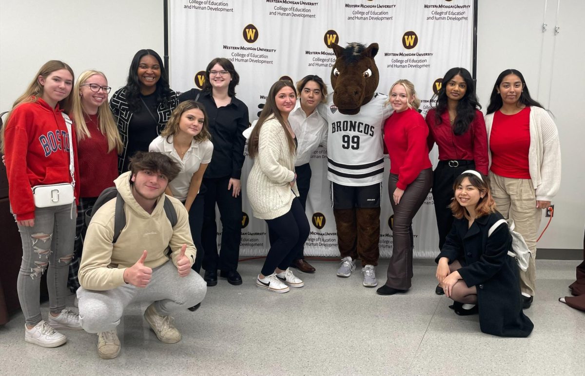 Members of the Family, Career and Community Leaders of America club, along with Buster Bronco, attended the fall conference at Western Michigan University.