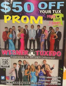 Seniors participated in the Wesener show and got 50dollars off of their tux.