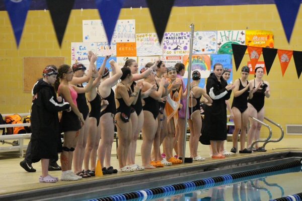 The Chieftains showing their pumped-up energy before their meet against Chippewa Valley High School!