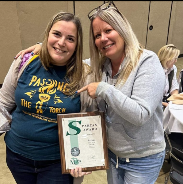 Teacher Suzanne Greenfield and former teacher Stacy Smale 