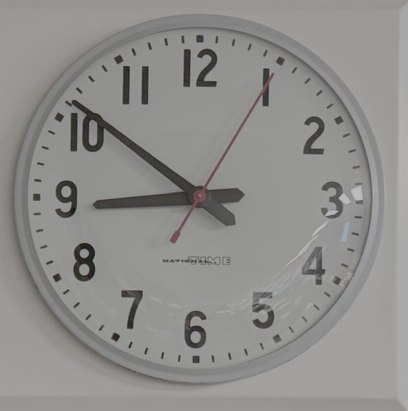 A clock that has not yet been adjusted to Standard Time