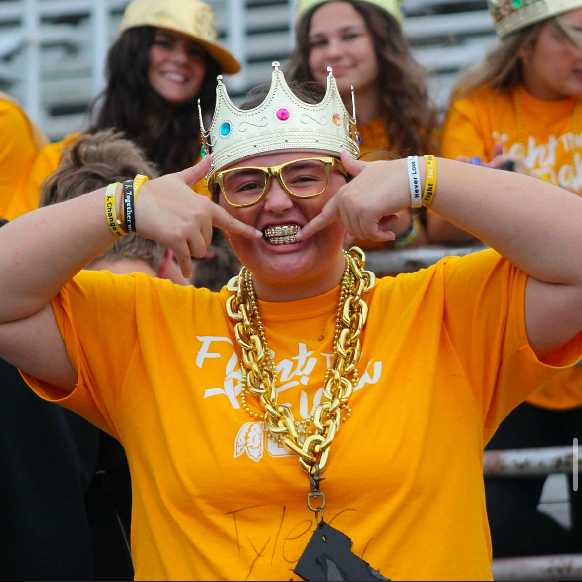 Photo of the Day #15!
Senior Hadley Briske showing off her bling at the Gold Out game.