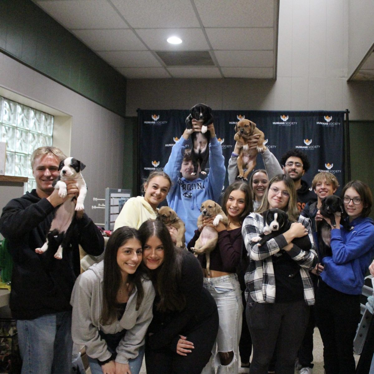 Photo of the Day #51!
Yesterday, Utica students dropped off the check of the donations raised by the Charity Week Baskets to the Humane Society of Macomb. By doing so, they were able to: see, pet, and hold, the cats and dogs up for adoption.