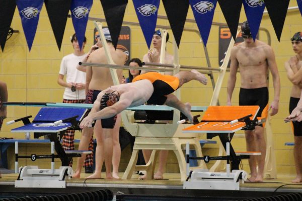 Senior Brendan Froberger leads off the 400-yard freestyle relay against Port Huron Northern.