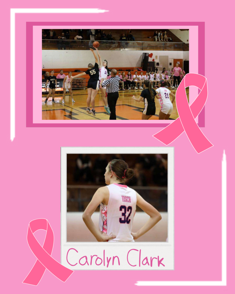 Junior Carolyn Clark and JV Basketball team honoring Andrea Tisch 