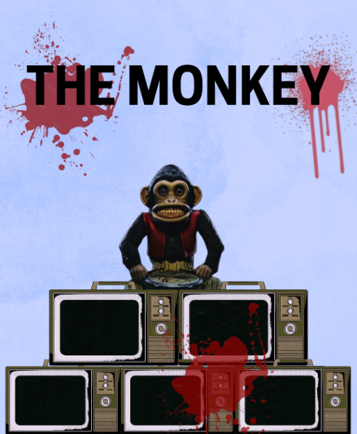 The Monkey sitting on top of a set of broken televisions