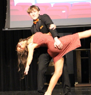 Seniors Ava Chryczyk and Christian Dib give it their all in their Mr. Chieftain performance.