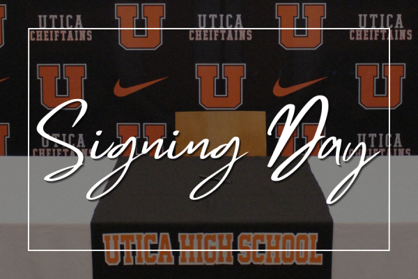 Seniors Logan Simunic, Michael Hoppe, Caston Rissman, Sophia Aquino, Eddie Tate, Xavier Crosby, Matthew Engelhardt, Noelle Preast and Luke Morehouse were surrounded by their coaches, family, and friends during the signing of their letters of intent. 