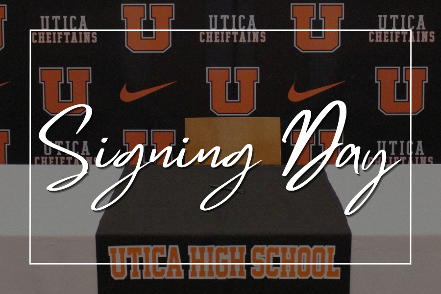 Seniors Logan Simunic, Michael Hoppe, Caston Rissman, Sophia Aquino, Eddie Tate, Xavier Crosby, Matthew Engelhardt, Noelle Preast and Luke Morehouse were surrounded by their coaches, family, and friends during the signing of their letters of intent. 
