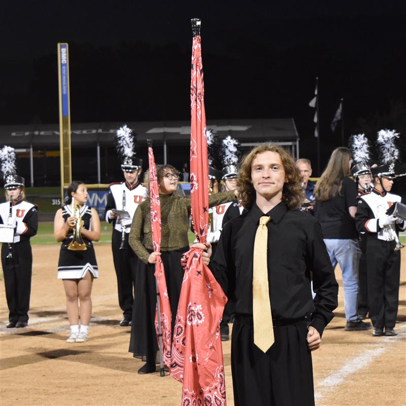 Photo of the Day #18!
Freshman Sebastian Wren waits to perform "Any Way You Want It" with the Utica band alumni last Saturday during the Homecoming football game at Jimmy John's Stadium as Swinehart remains construction.