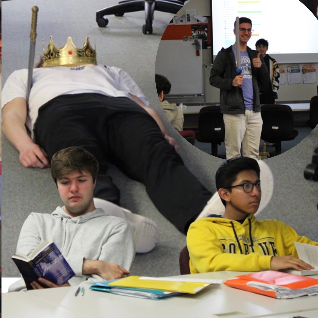 Photo of the Day #108!
From heroic events to tragic turns, love to hate, and life to death, Macbeth trudged on; teacher Suzanne Greenfield's AP Literature and Composition class did too.
Seniors Joseph Zhong, Ashley Ritter, Nikolina Anceski, Delana Dickow, Ahmed Hussein, Jade McKinney, Oscar Catarino, Marwan Hassan, Keegan Finn, and Adam Shimmel act out "The Tragedy of Macbeth " on Mar. 10, bringing the Shakespearian play to life for seniors Sofia Crook, Alexander Thielen, and their fellow classmates.