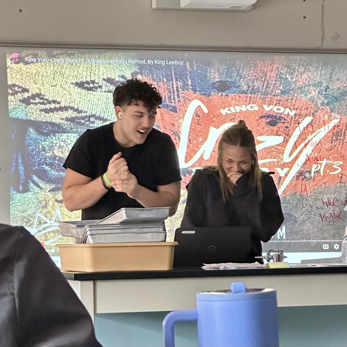 Photo of the Day #116!
As the third quarter was ending, many of the AP Environmental Science students took the advantage of an extra credit assignment to write a song or a poem demonstrating their understanding of air pollutants, but only some went the extra mile for more points by performing their work in front of the class on Mar. 20.